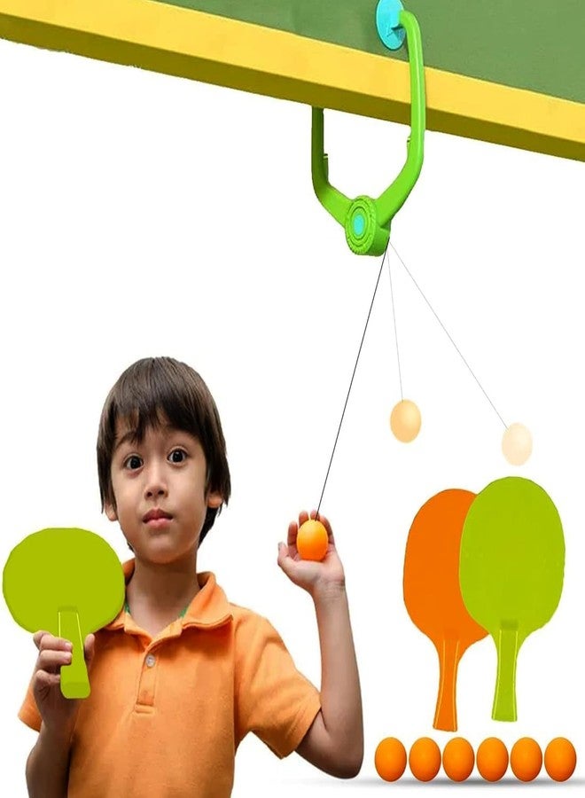 Scribify Hanging Table Tennis Self Training Indoor Gaming 2 Racket & 6 Practice Ball Portable - Double Sparring Hanging Toys Parent Child Interaction Indoor Toys - Image 1